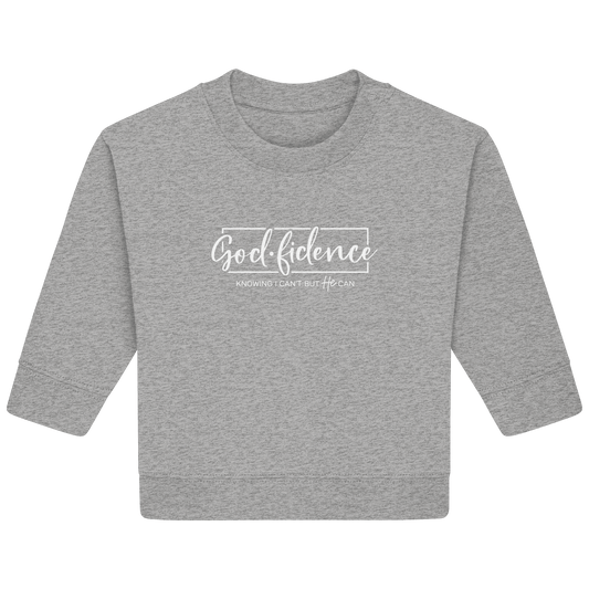 God.fidence – Knowing I can’t but He can | Christliche Kleidung  - Baby Organic Sweatshirt