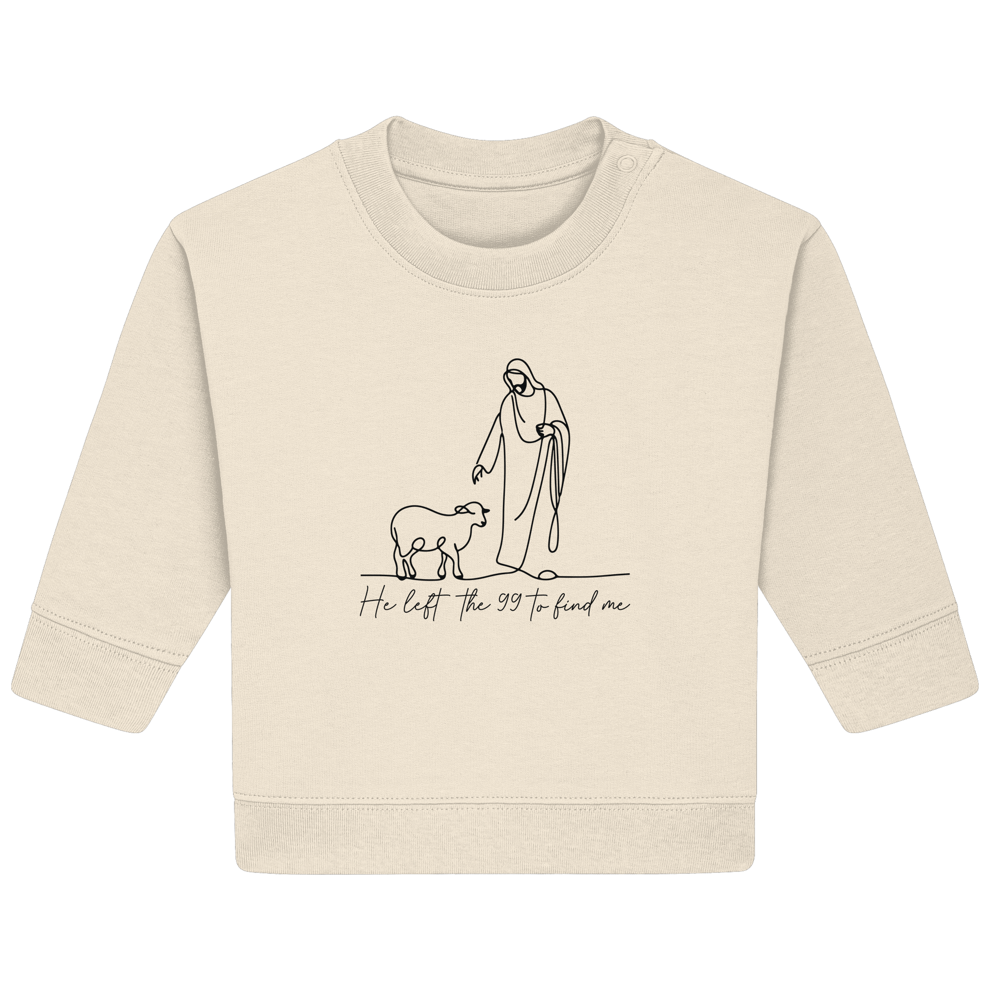 He Left the 99 to Find Me – Kraftvolle Botschaft in minimalistischem Design | Christliche Kleidung - Baby Organic Sweatshirt