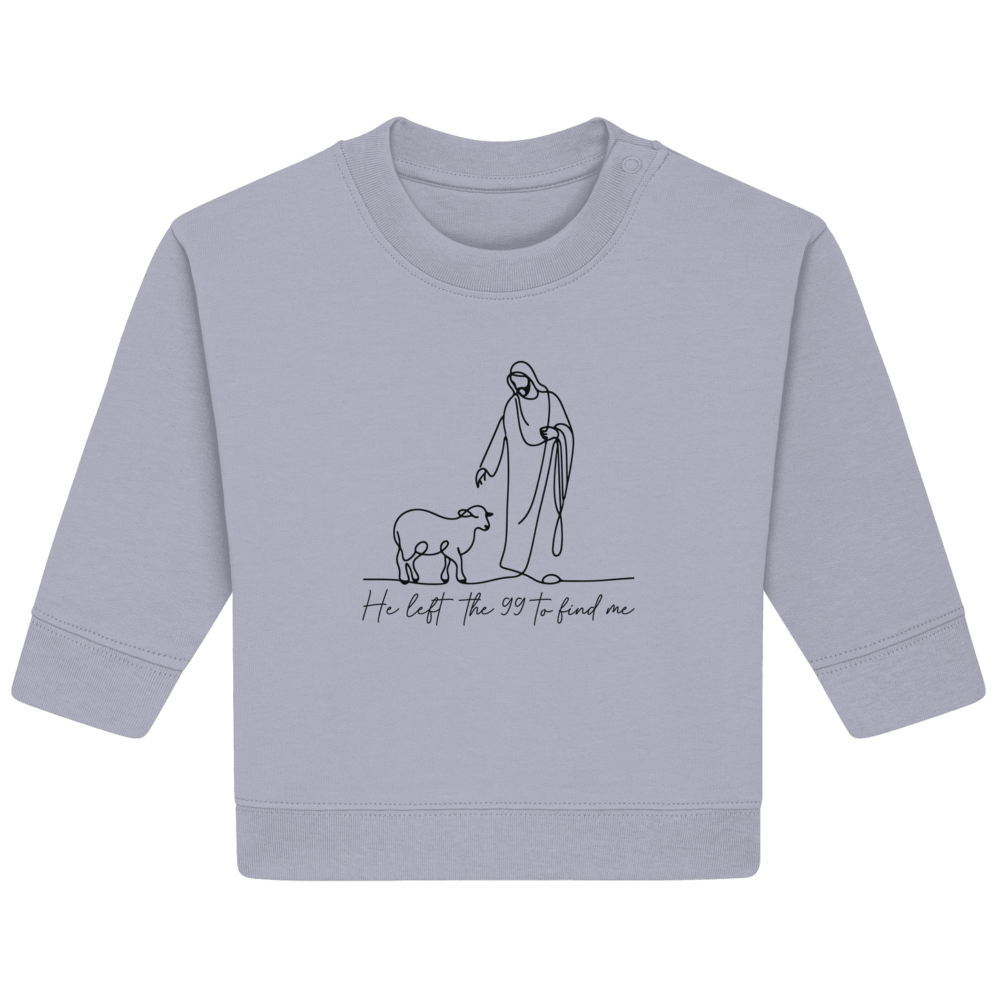 He Left the 99 to Find Me – Kraftvolle Botschaft in minimalistischem Design | Christliche Kleidung - Baby Organic Sweatshirt