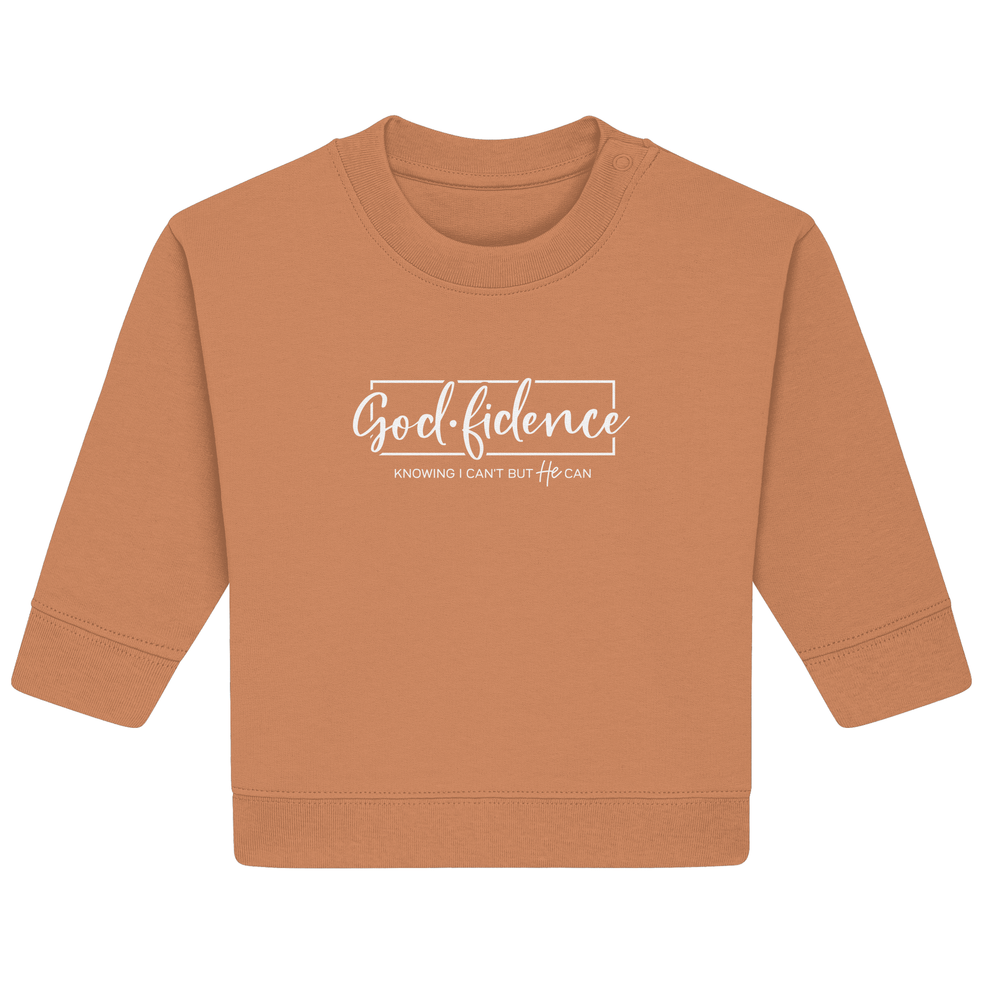 God.fidence – Knowing I can’t but He can | Christliche Kleidung  - Baby Organic Sweatshirt