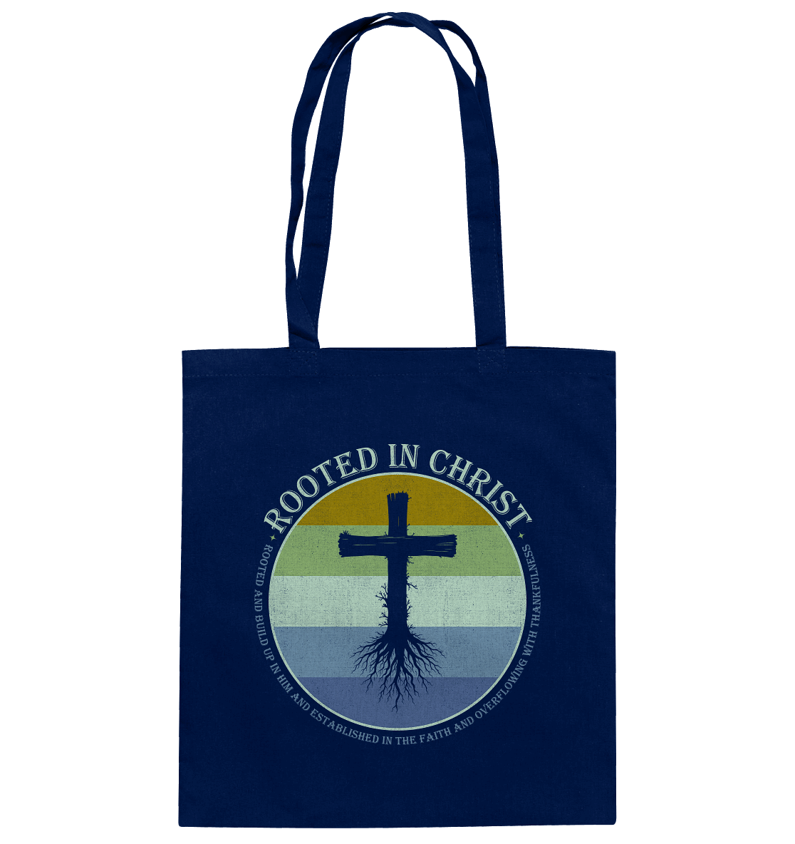 Verwurzelt in Christus | Christliche Kleidung - Baumwolltasche