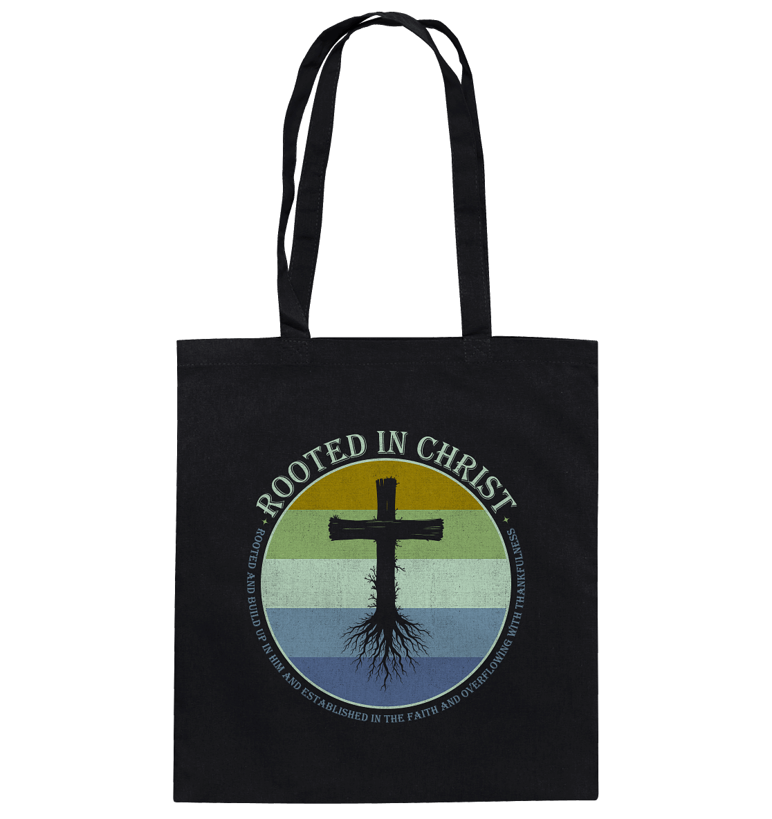 Verwurzelt in Christus | Christliche Kleidung - Baumwolltasche