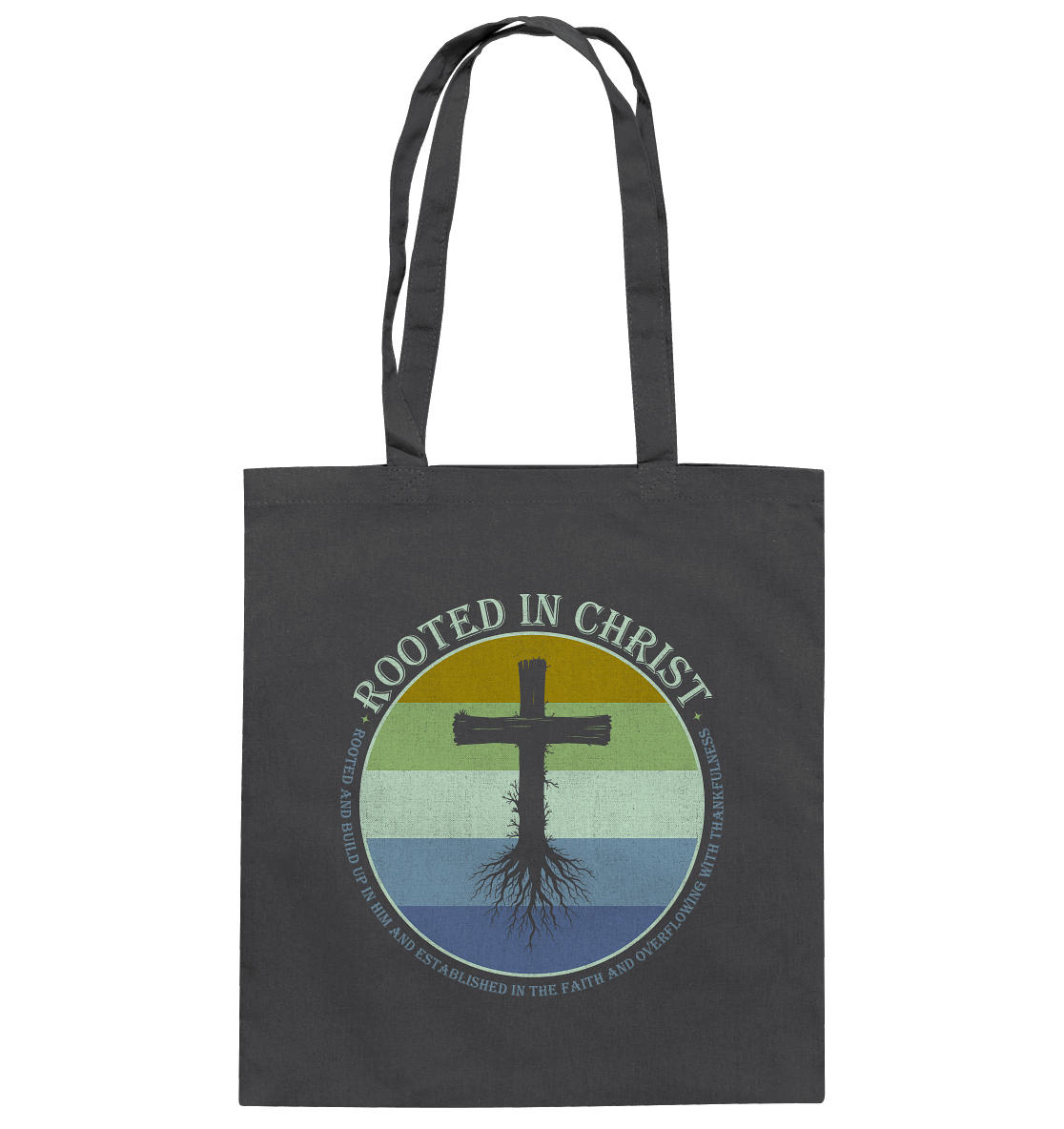 Verwurzelt in Christus | Christliche Kleidung - Baumwolltasche