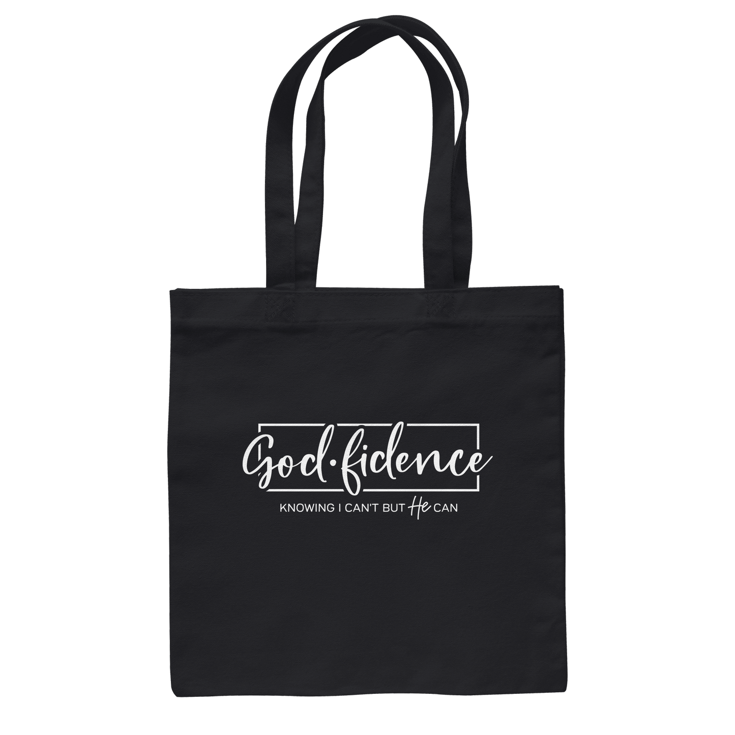 God.fidence – Knowing I can’t but He can | Christliche Kleidung  - Baumwolltasche