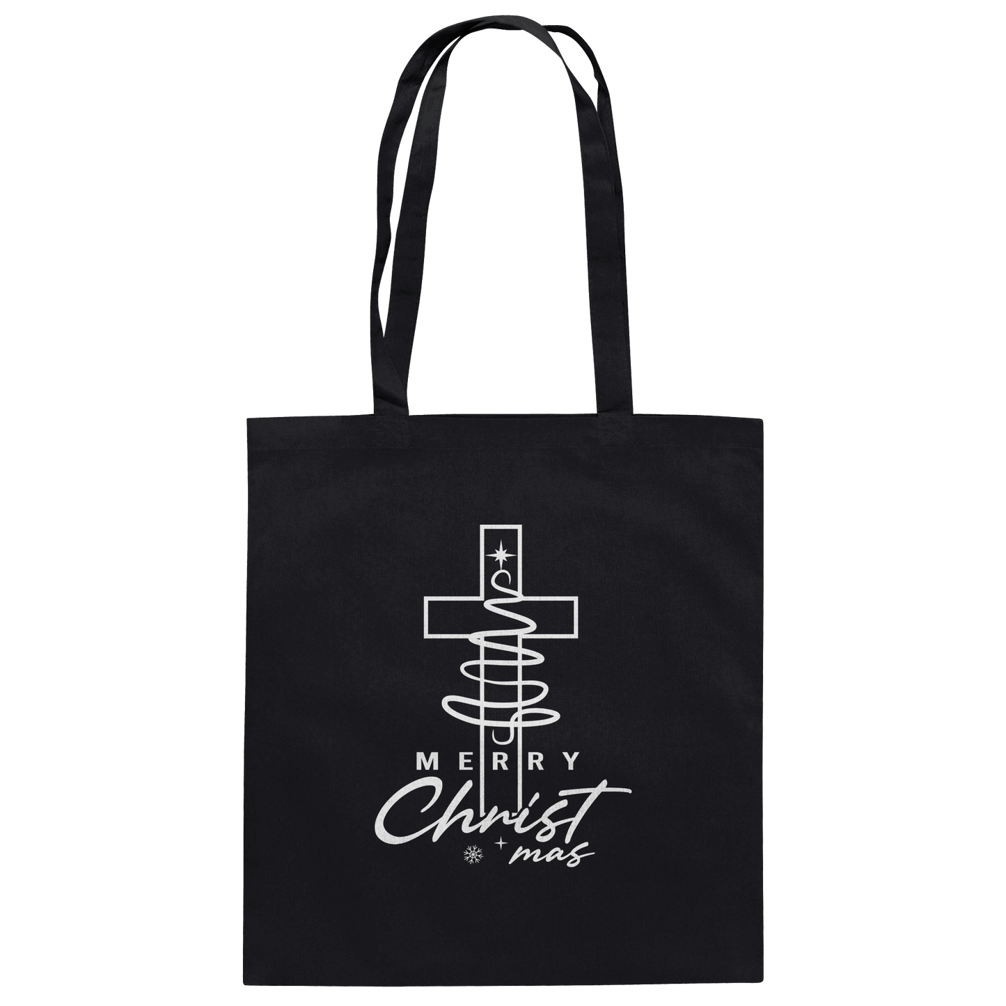 Kreuz und Christbaum – Merry Christ*mas Design - Baumwolltasche
