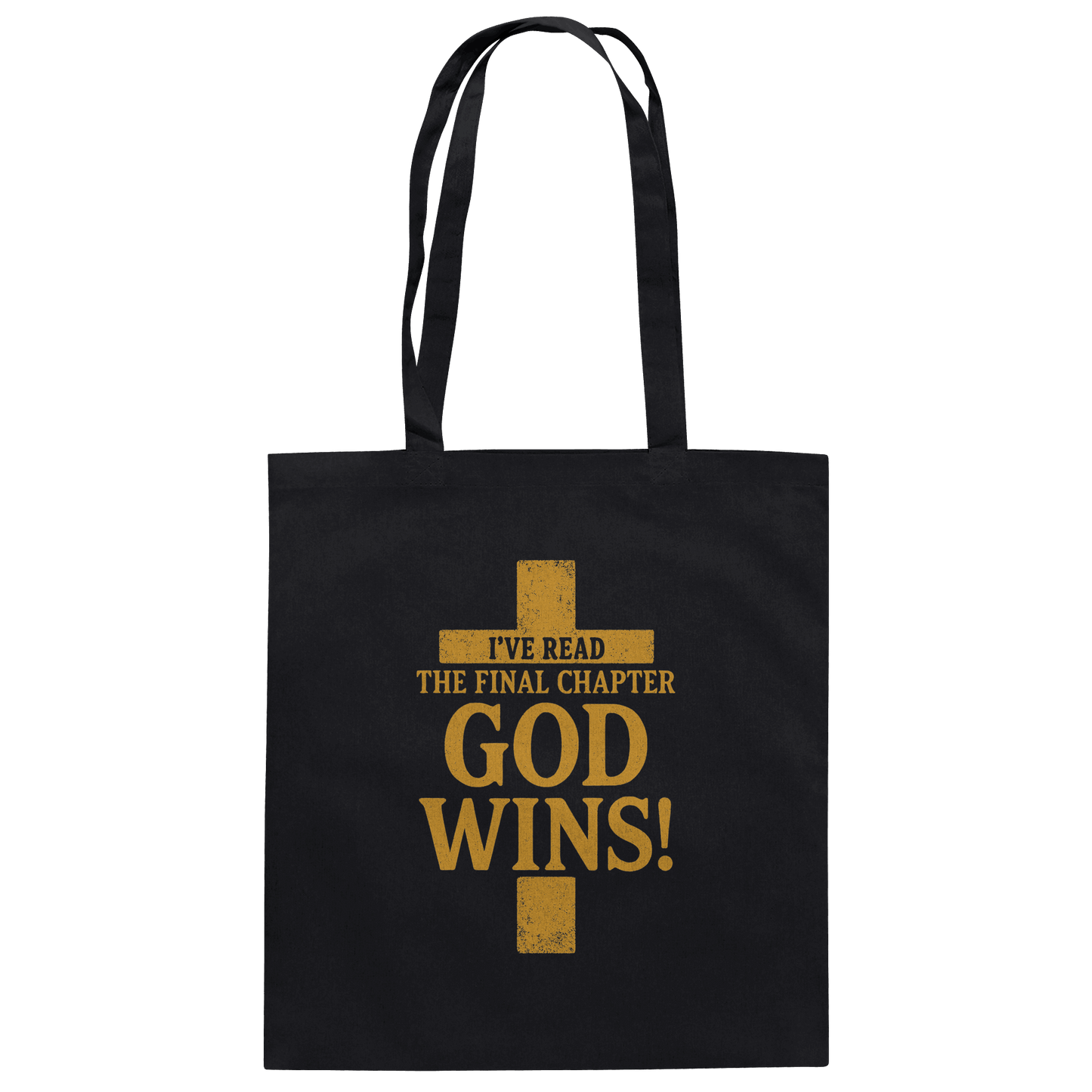 GOD WINS – Das Ende steht fest | Christliche Kleidung & Geschenke im Kreuz-Design - Baumwolltasche