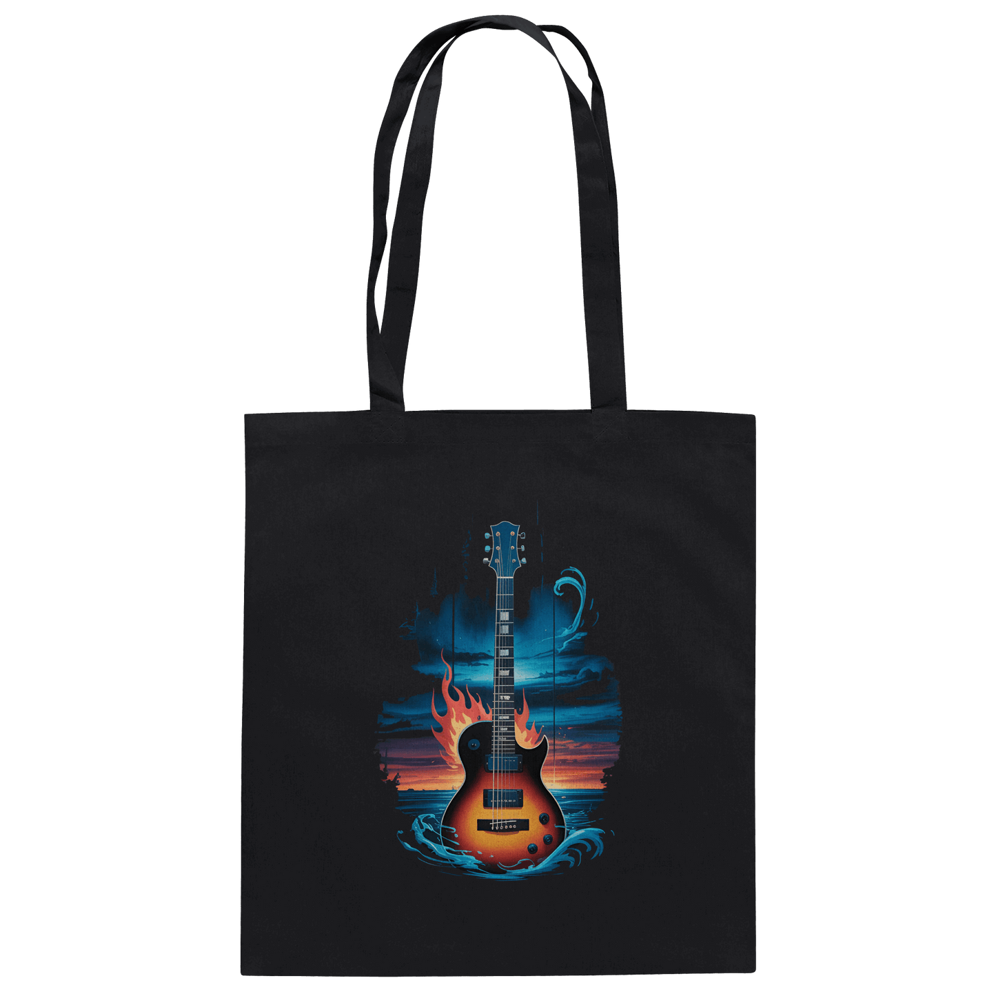 Fire & Water Guitar – Künstlerisches Gitarren Design für Musiker & Worshipper - Baumwolltasche