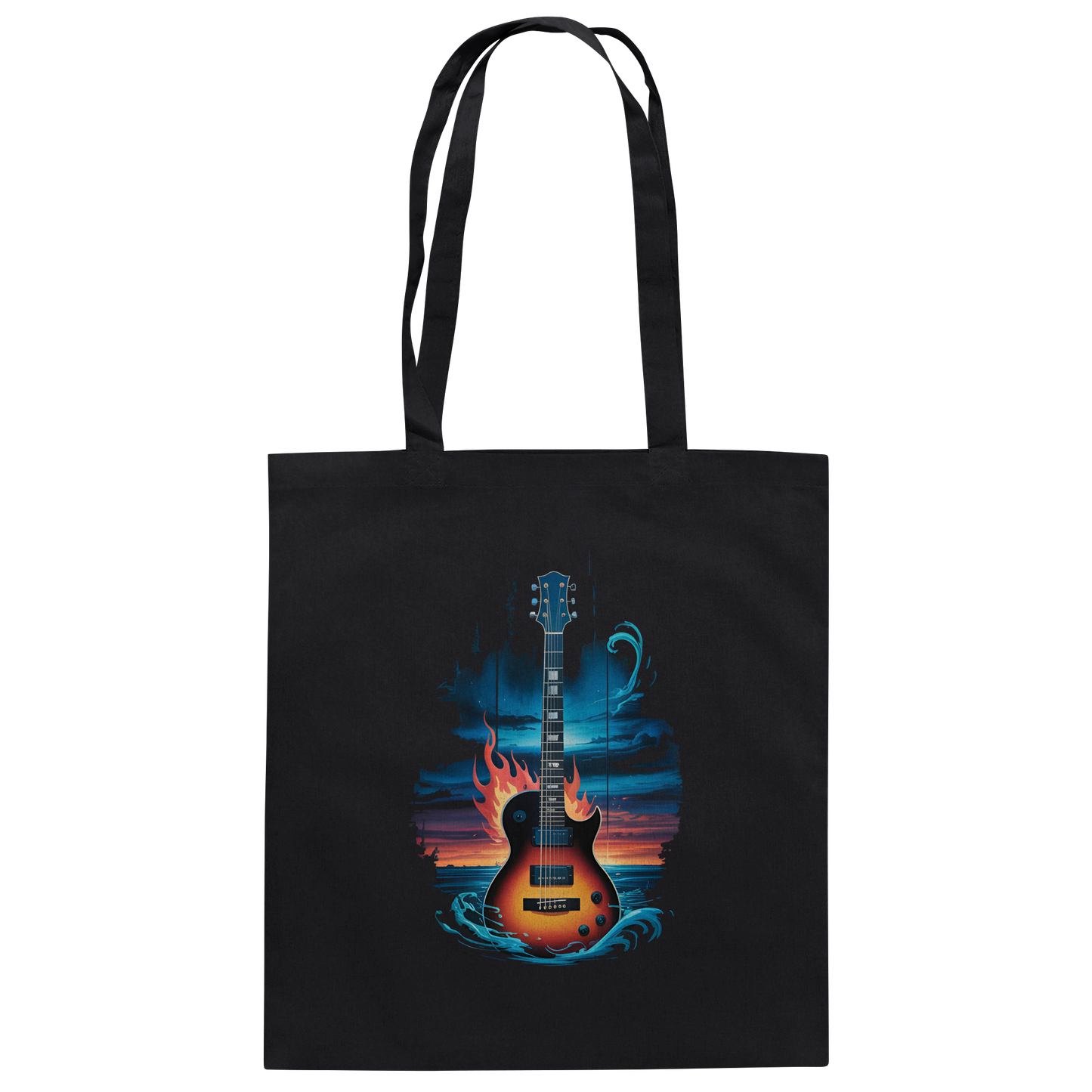 Fire & Water Guitar – Künstlerisches Gitarren Design für Musiker & Worshipper - Baumwolltasche