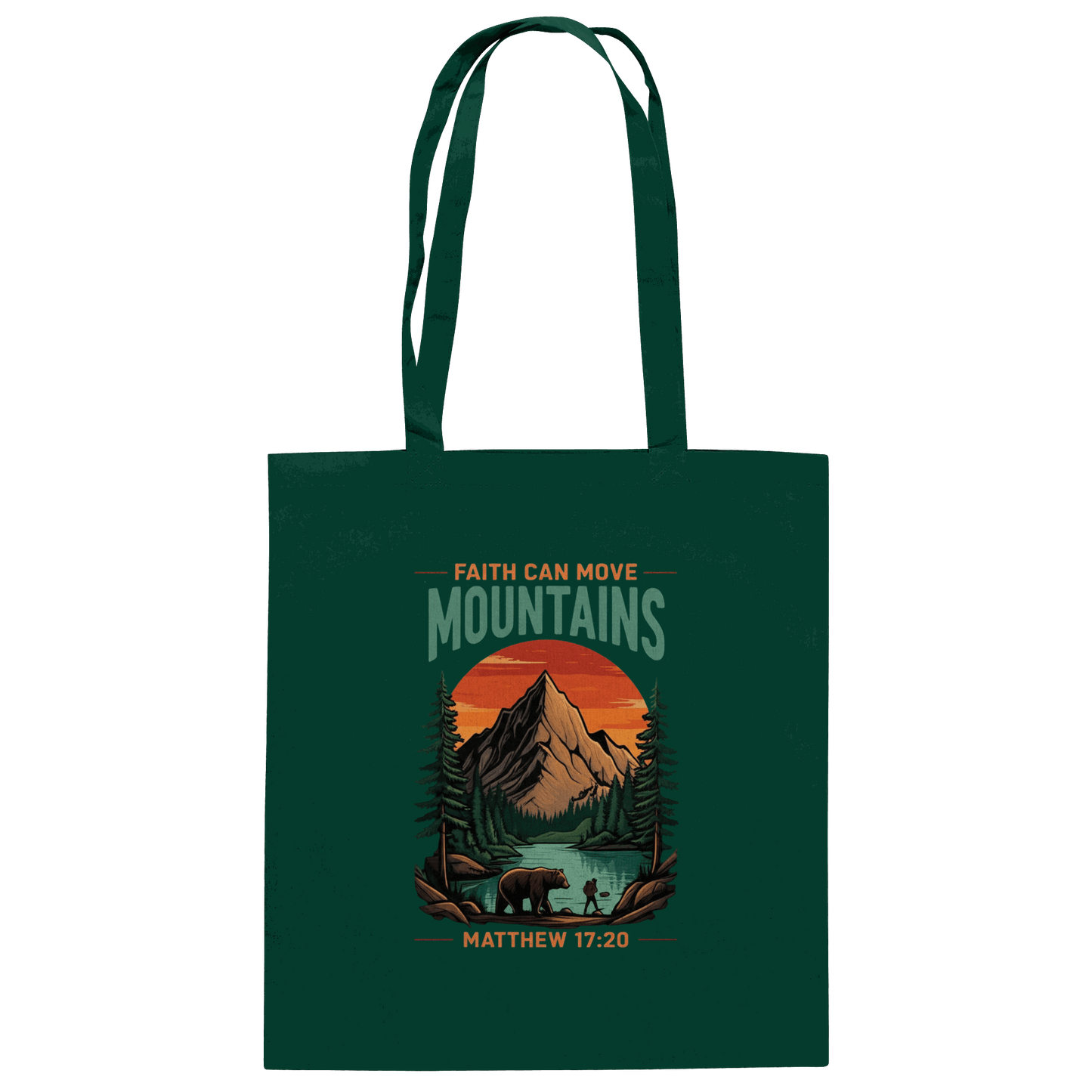 Faith Can Move Mountains | Christliches Design inspiriert von Matthäus 17,20 - Baumwolltasche