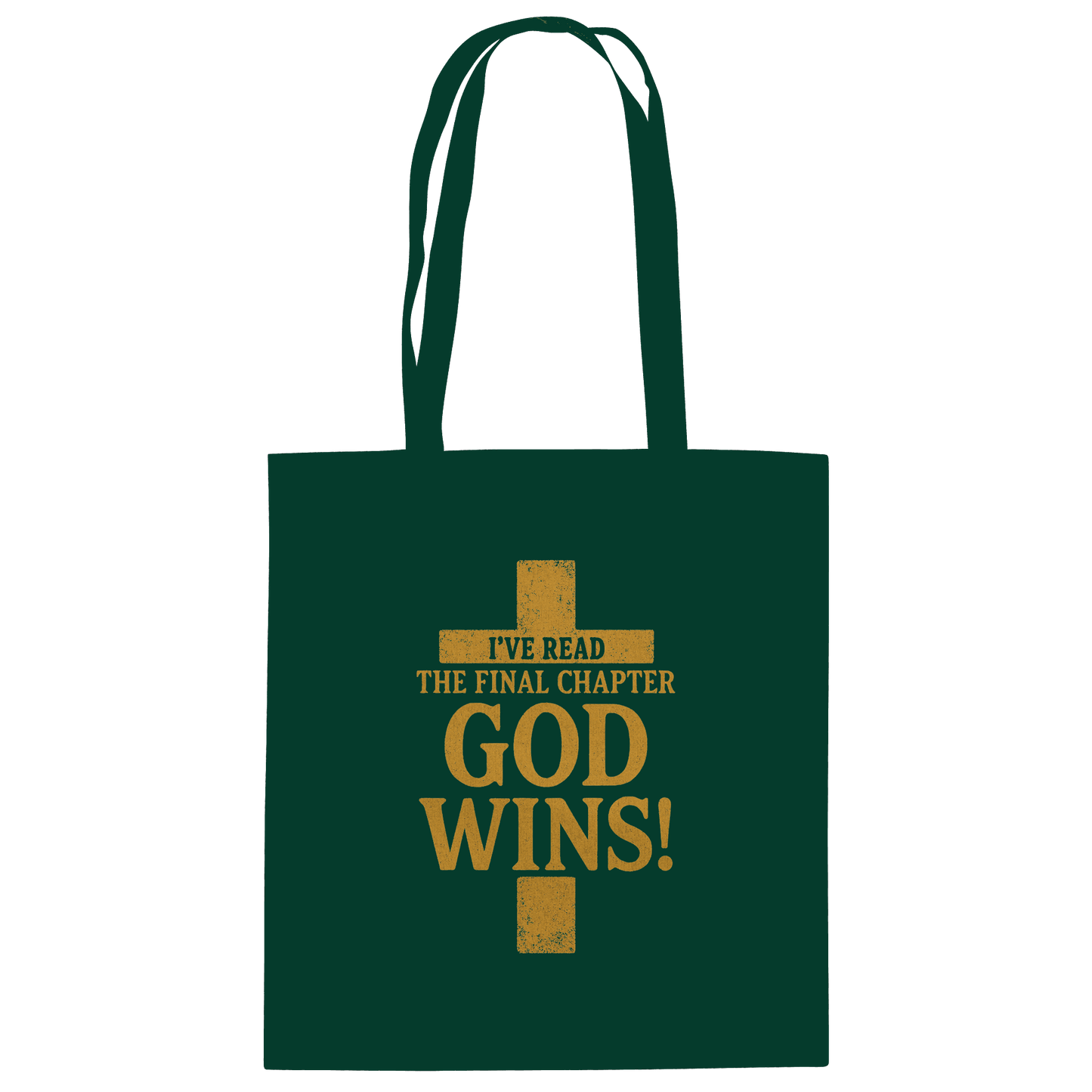 GOD WINS – Das Ende steht fest | Christliche Kleidung & Geschenke im Kreuz-Design - Baumwolltasche