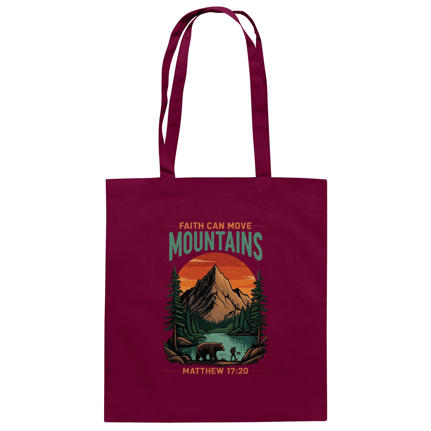 Faith Can Move Mountains | Christliches Design inspiriert von Matthäus 17,20 - Baumwolltasche