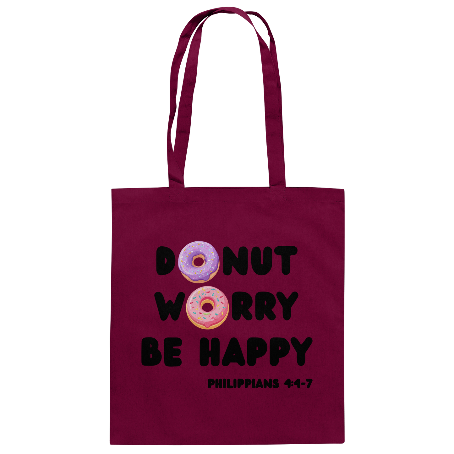 Donut Worry, Be Happy – Philipper 4,4–7 | Christliches Donut Design - Baumwolltasche