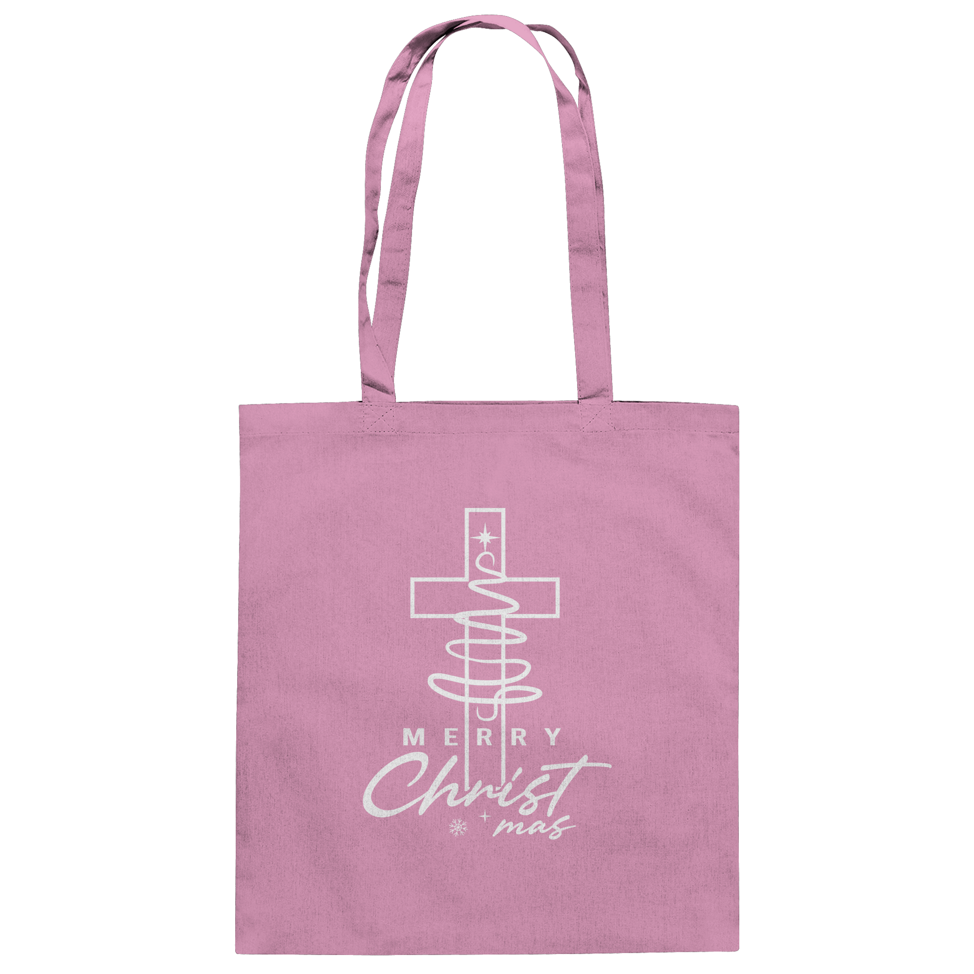 Kreuz und Christbaum – Merry Christ*mas Design - Baumwolltasche