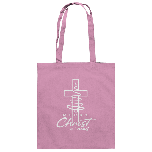 Kreuz und Christbaum – Merry Christ*mas Design - Baumwolltasche