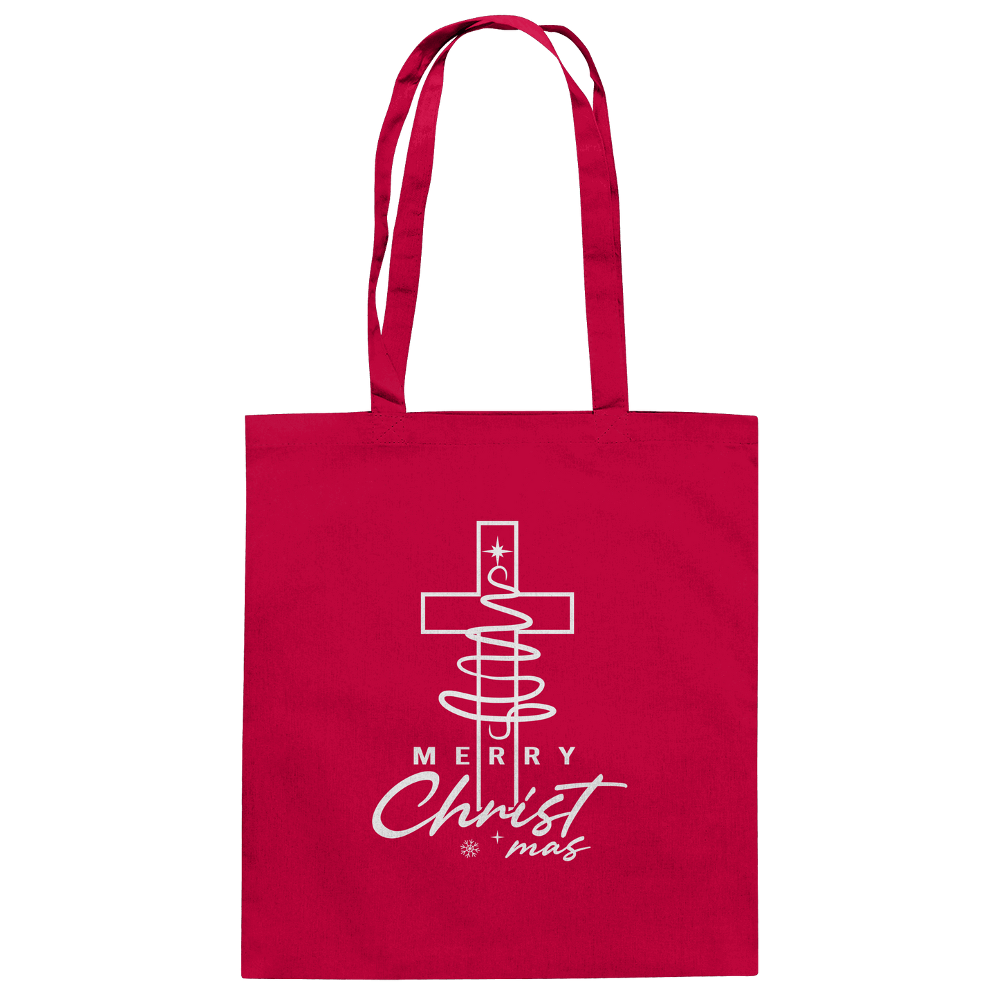 Kreuz und Christbaum – Merry Christ*mas Design - Baumwolltasche