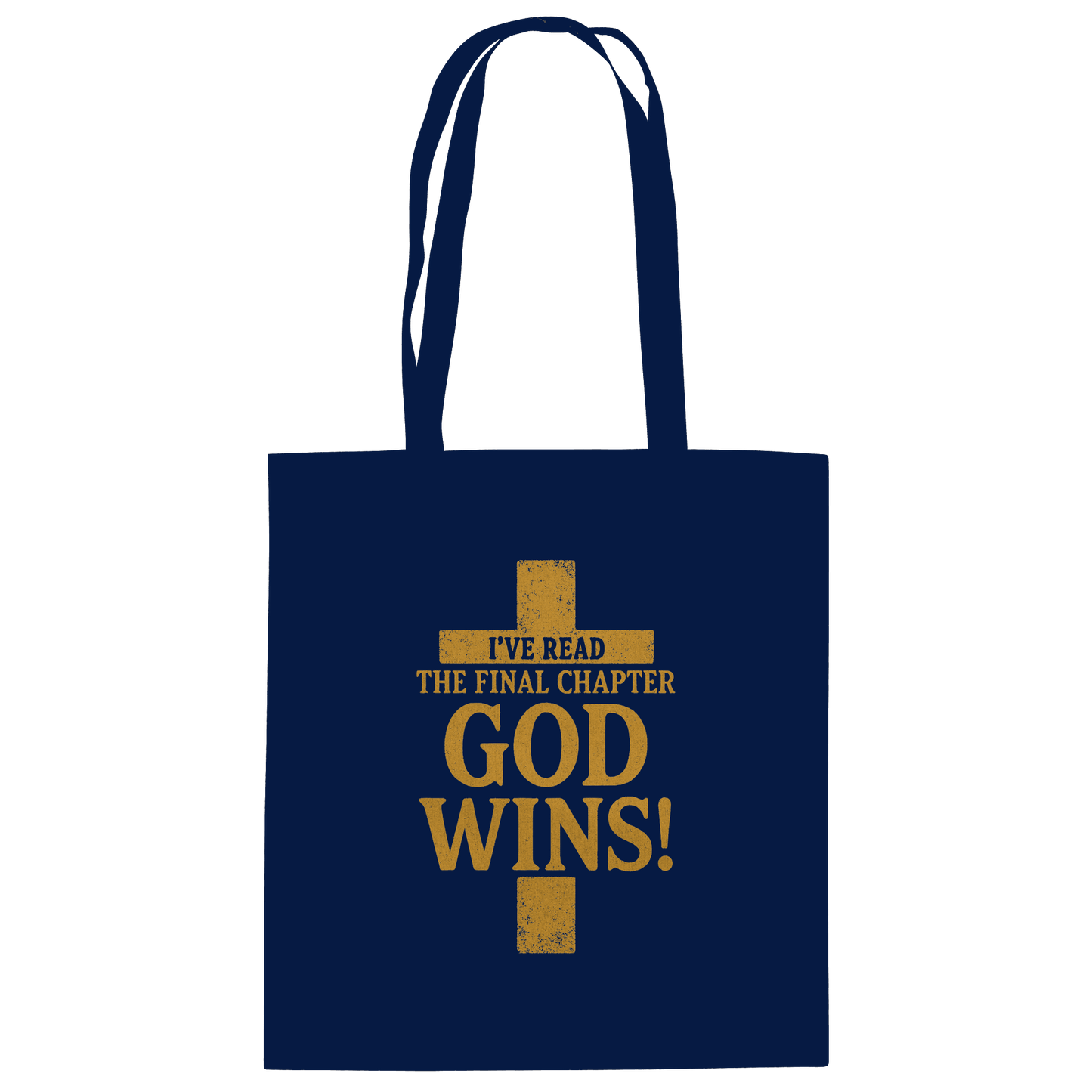 GOD WINS – Das Ende steht fest | Christliche Kleidung & Geschenke im Kreuz-Design - Baumwolltasche