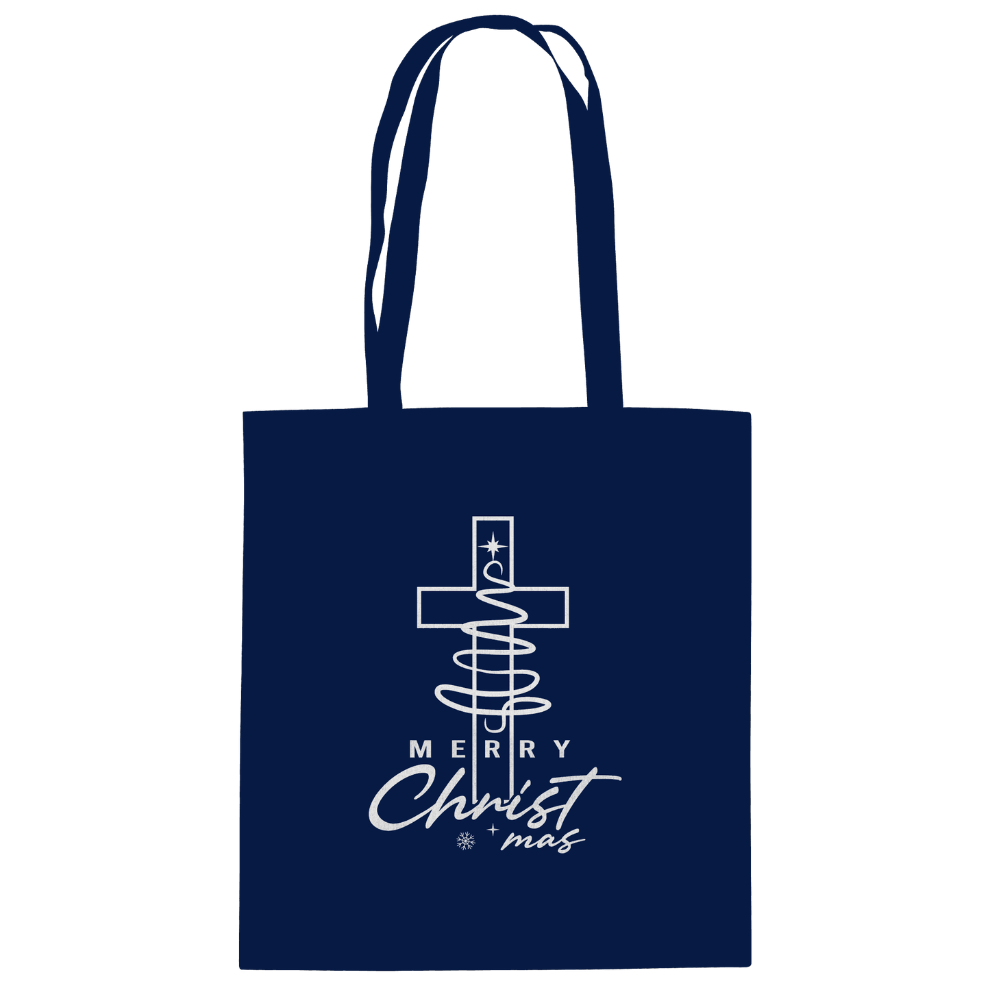 Kreuz und Christbaum – Merry Christ*mas Design - Baumwolltasche