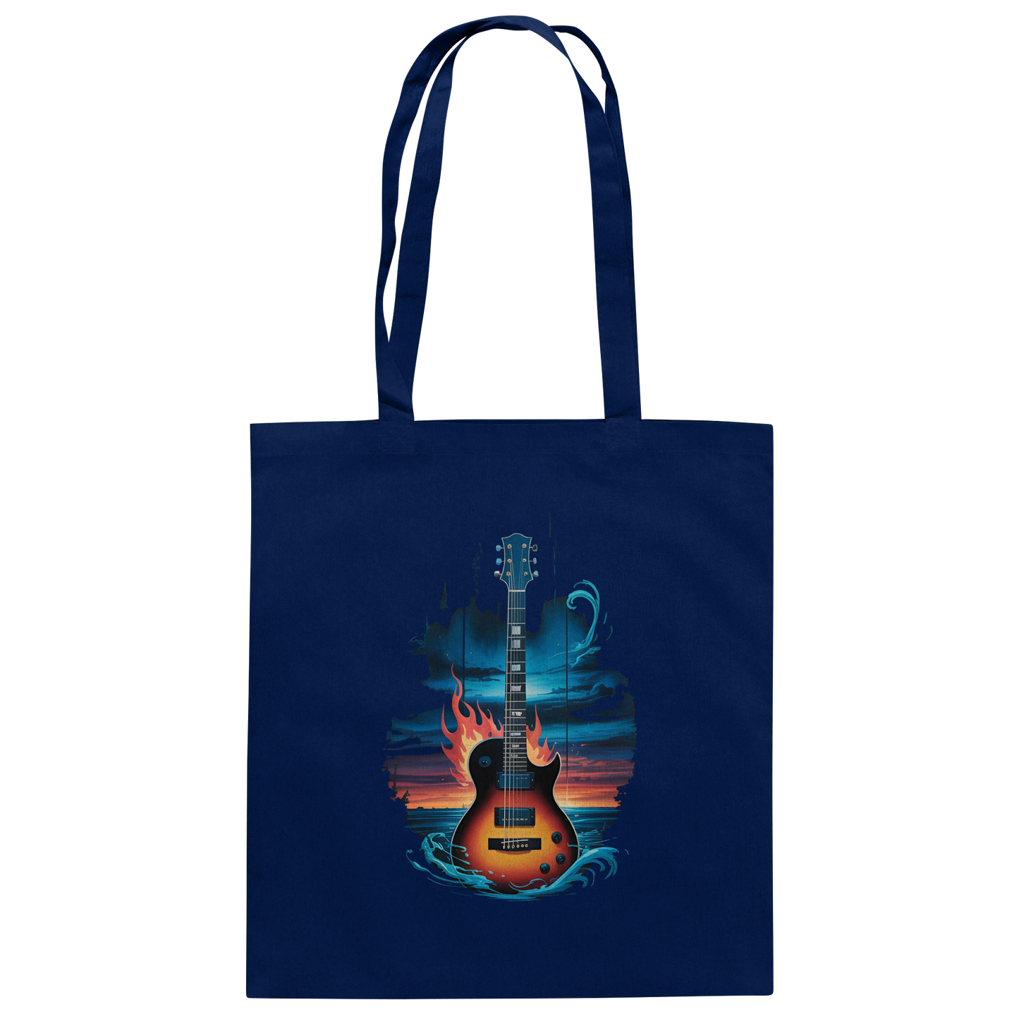 Fire & Water Guitar – Künstlerisches Gitarren Design für Musiker & Worshipper - Baumwolltasche
