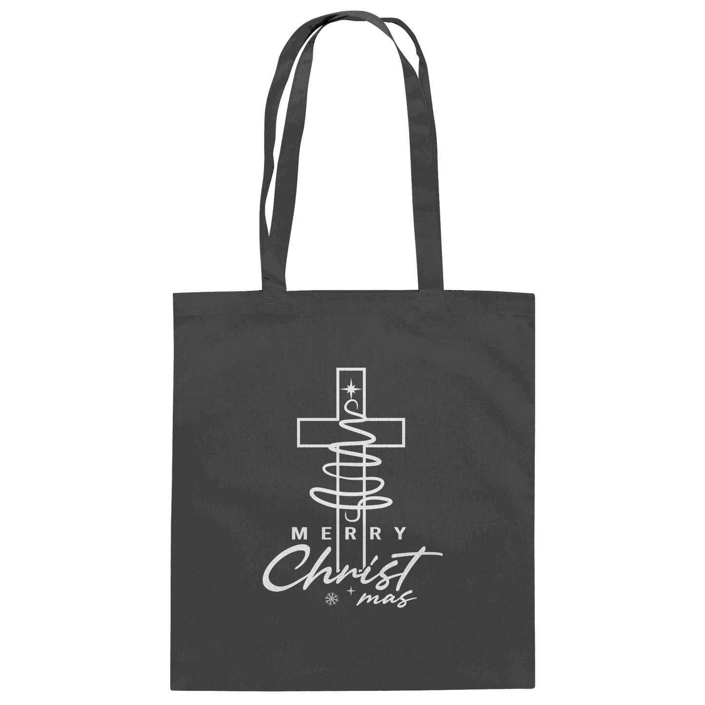 Kreuz und Christbaum – Merry Christ*mas Design - Baumwolltasche