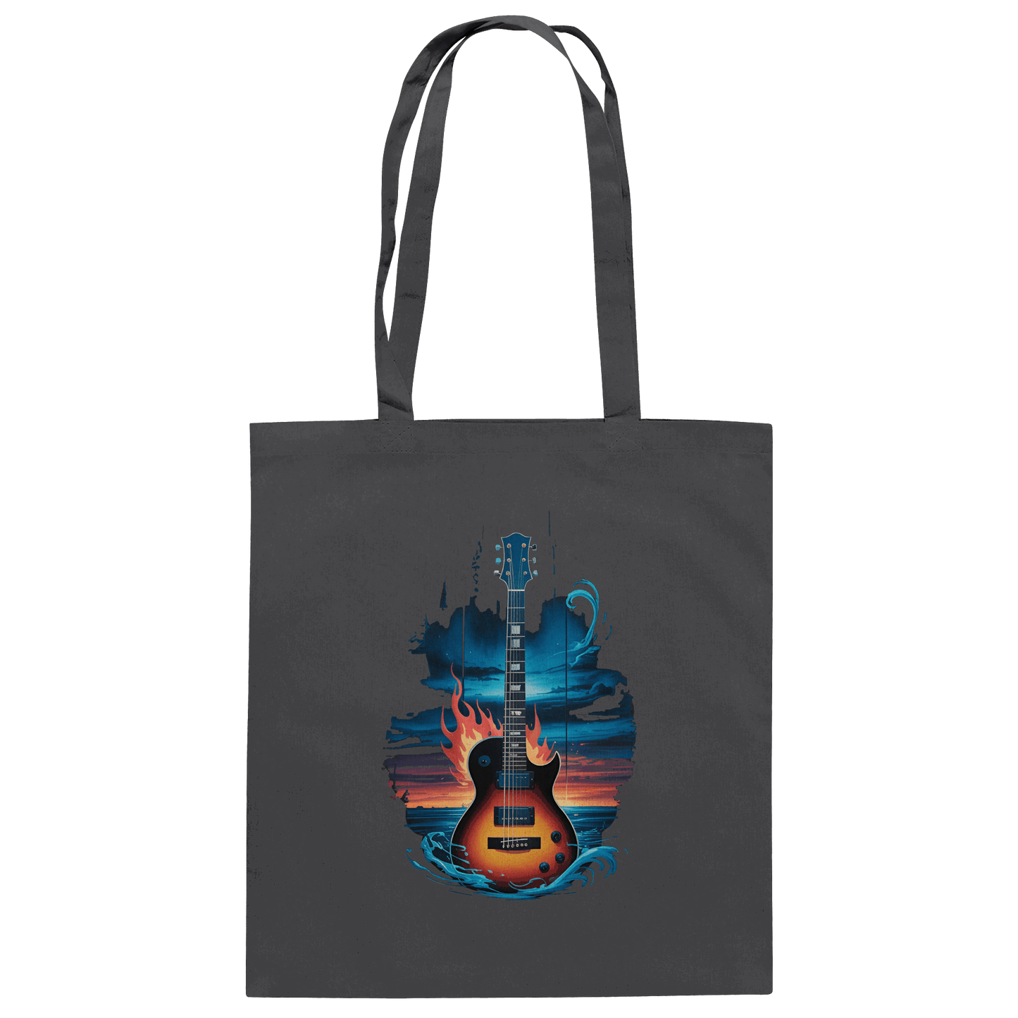 Fire & Water Guitar – Künstlerisches Gitarren Design für Musiker & Worshipper - Baumwolltasche
