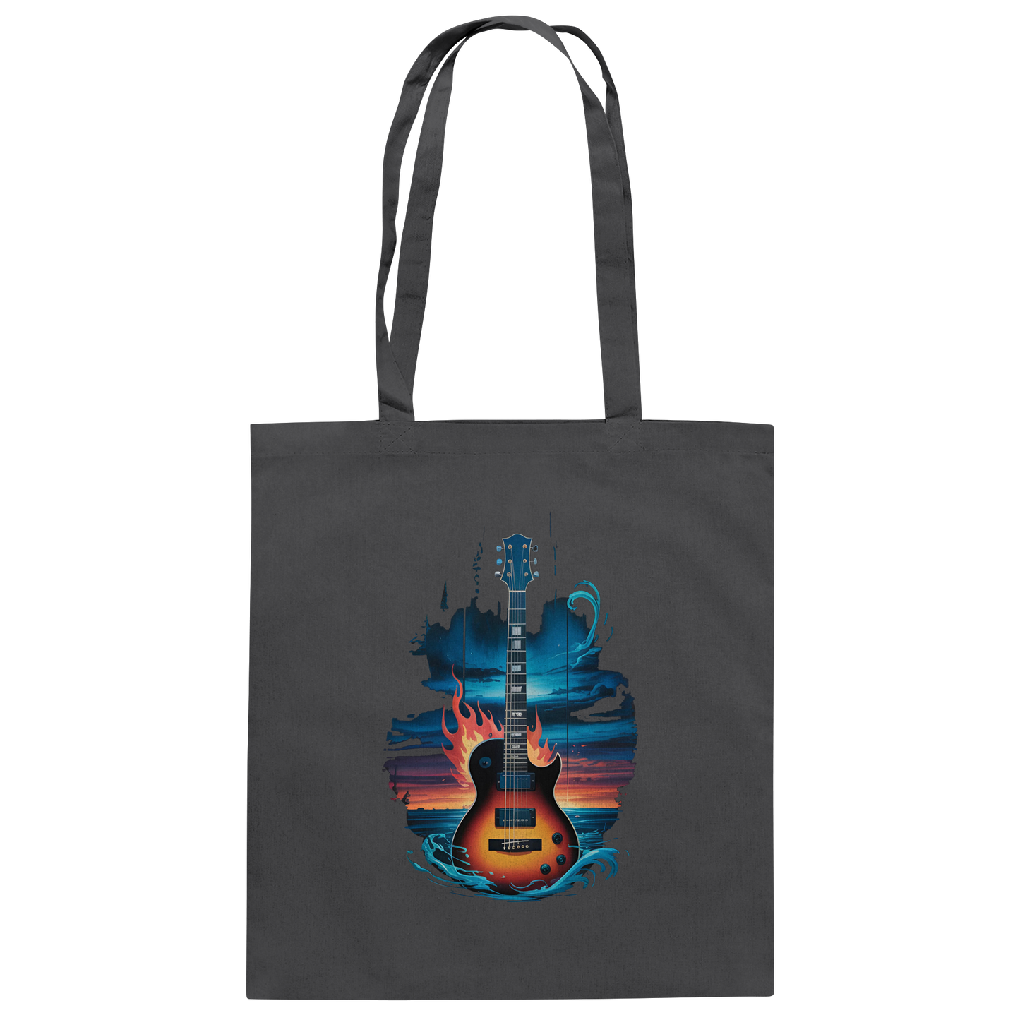 Fire & Water Guitar – Künstlerisches Gitarren Design für Musiker & Worshipper - Baumwolltasche