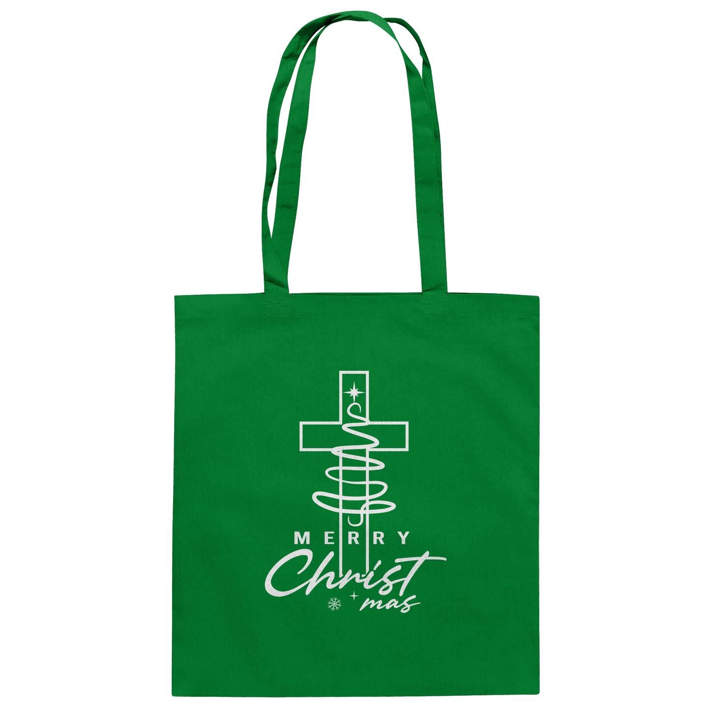 Kreuz und Christbaum – Merry Christ*mas Design - Baumwolltasche