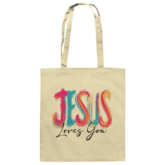 Jesus Loves You – Buntes Design voller Hoffnung und Liebe | Christliches Design - Baumwolltasche