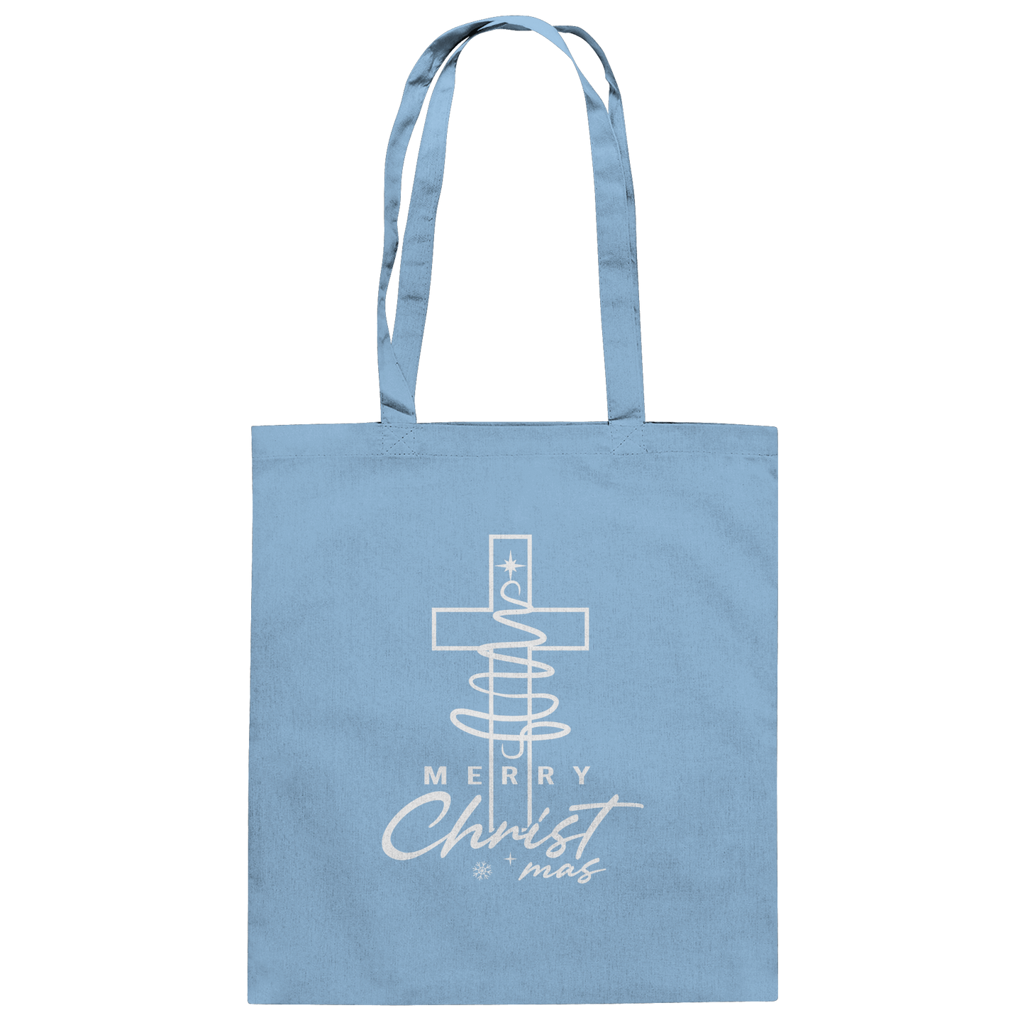 Kreuz und Christbaum – Merry Christ*mas Design - Baumwolltasche