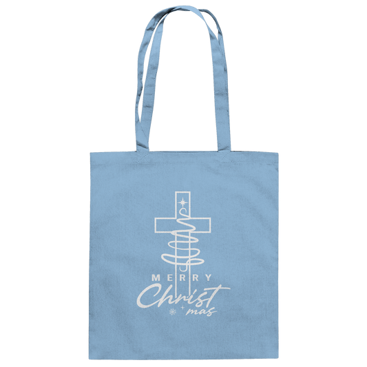 Kreuz und Christbaum – Merry Christ*mas Design - Baumwolltasche