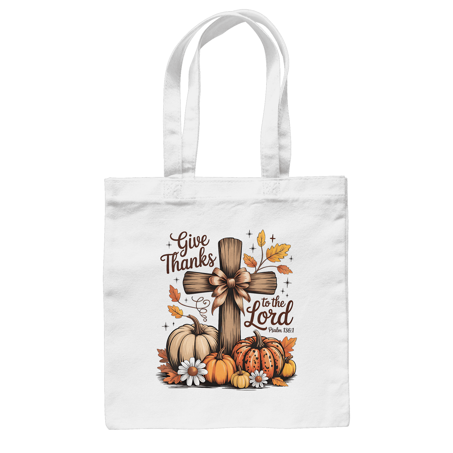 Give Thanks to the Lord – Psalm 136:1 | Christliche Kleidung & Geschenke im Retro-Design - Baumwolltasche