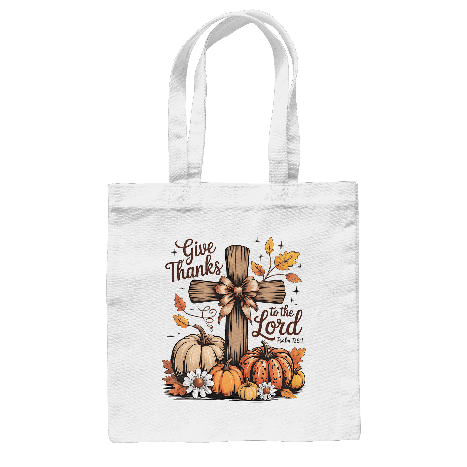Give Thanks to the Lord – Psalm 136:1 | Christliche Kleidung & Geschenke im Retro-Design - Baumwolltasche