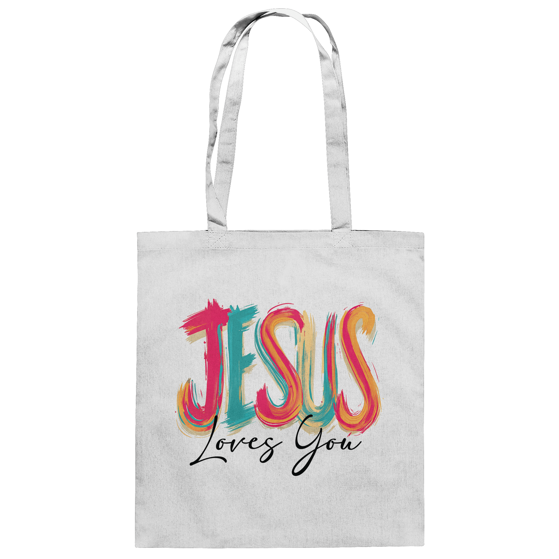 Jesus Loves You – Buntes Design voller Hoffnung und Liebe | Christliches Design - Baumwolltasche