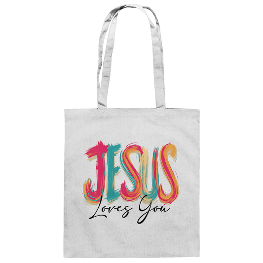Jesus Loves You – Buntes Design voller Hoffnung und Liebe | Christliches Design - Baumwolltasche