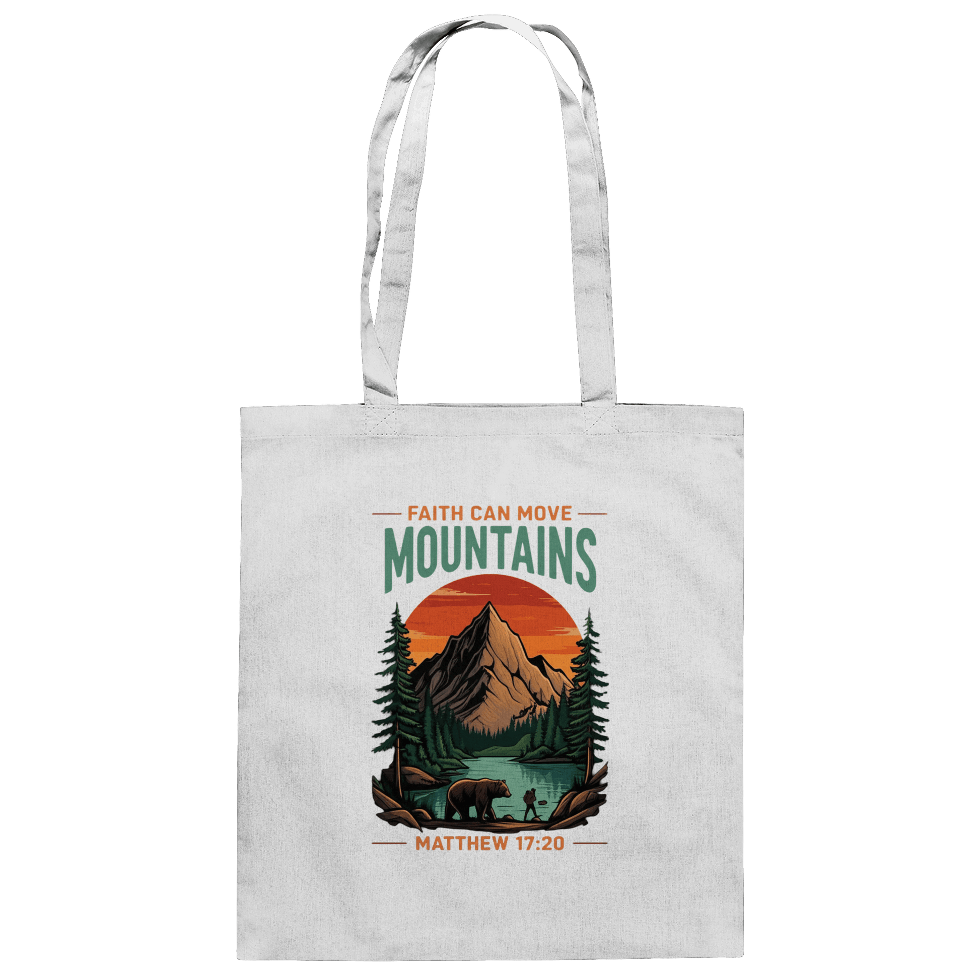 Faith Can Move Mountains | Christliches Design inspiriert von Matthäus 17,20 - Baumwolltasche