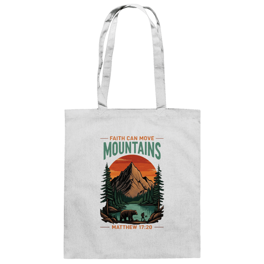 Faith Can Move Mountains | Christliches Design inspiriert von Matthäus 17,20 - Baumwolltasche