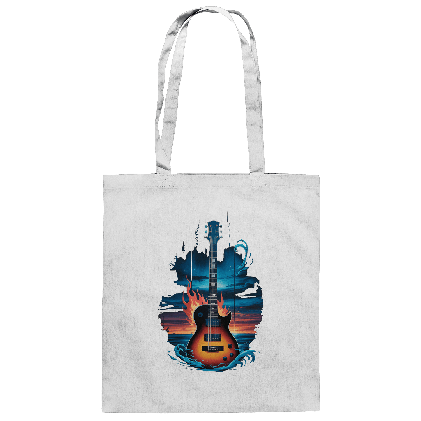 Fire & Water Guitar – Künstlerisches Gitarren Design für Musiker & Worshipper - Baumwolltasche