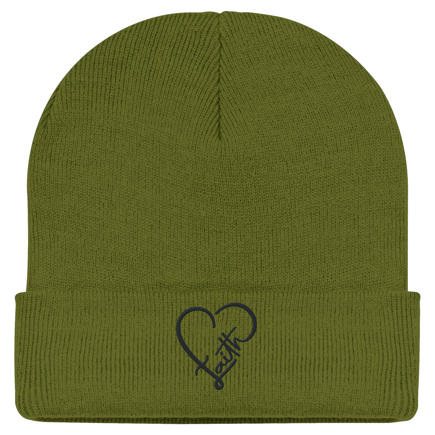 Gesticktes Glaube Motiv in Herzform (Stick) - Classic Beanie