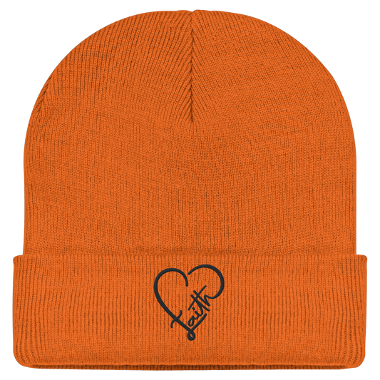 Gesticktes Glaube Motiv in Herzform (Stick) - Classic Beanie
