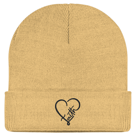 Gesticktes Glaube Motiv in Herzform (Stick) - Classic Beanie