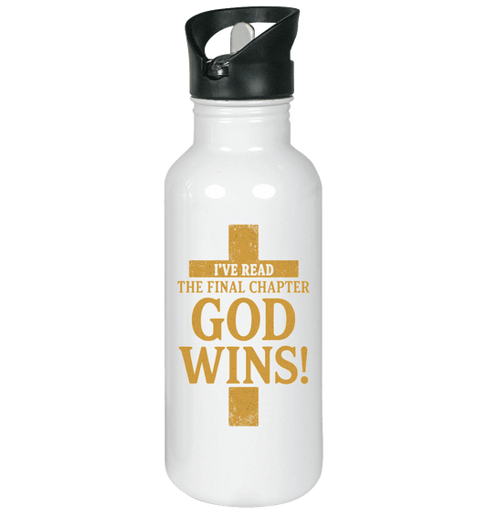 GOD WINS – Das Ende steht fest | Christliche Kleidung & Geschenke im Kreuz-Design - Edelstahl-Trinkflasche