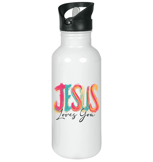 Jesus Loves You – Buntes Design voller Hoffnung und Liebe | Christliches Design - Edelstahl-Trinkflasche