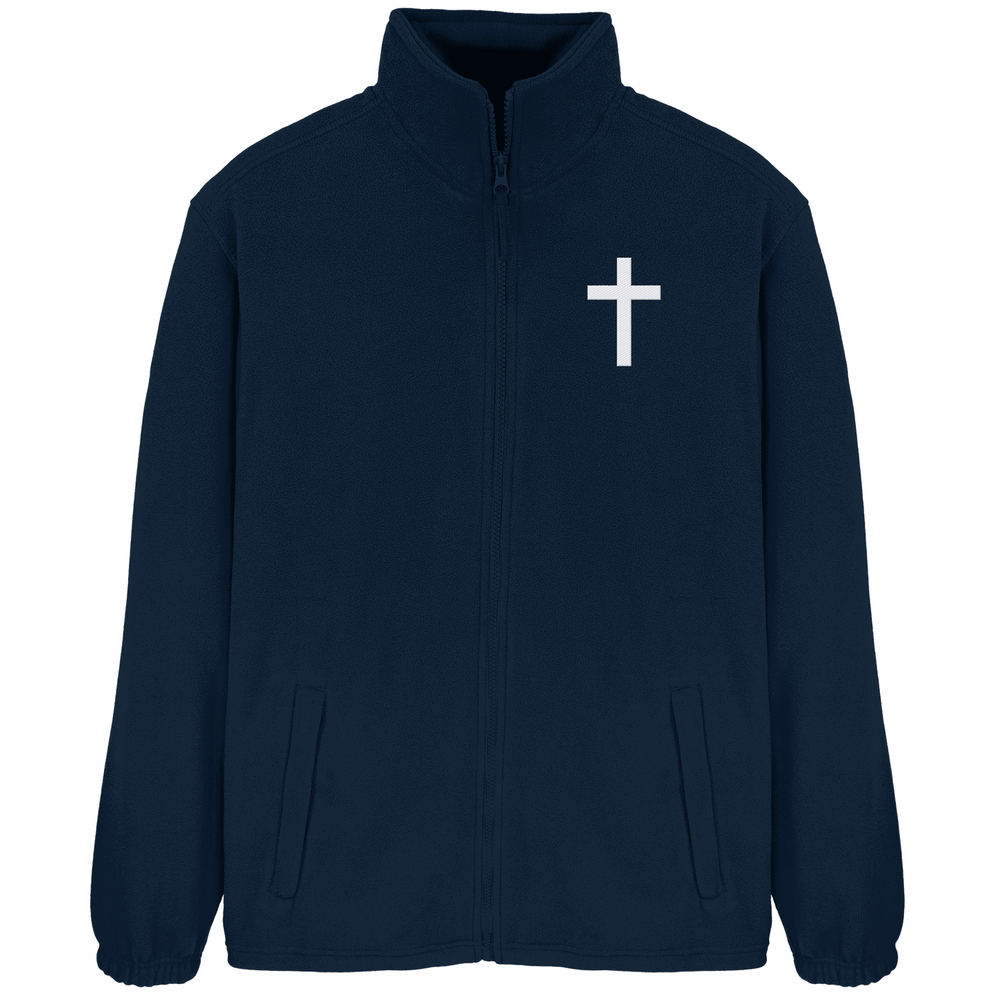 Kreuz gestickt – schlichtes Design mit tiefer Bedeutung (Stick) - Fleece Jacket