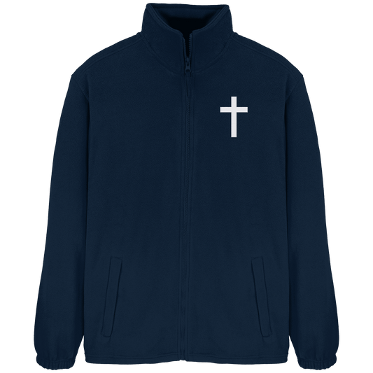 Kreuz gestickt – schlichtes Design mit tiefer Bedeutung (Stick) - Fleece Jacket