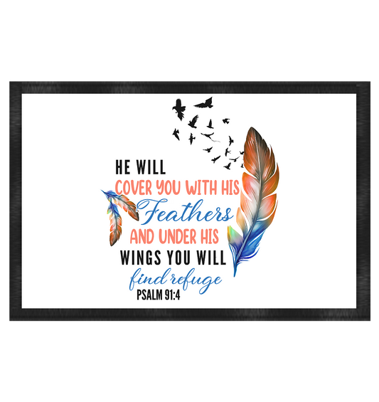 Psalm 91:4 - He will cover you with his Feathers - Fußmatte 60x40cm