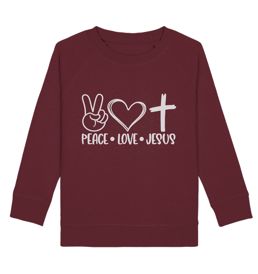 Frieden, Liebe, Jesus: Christliche Kleidungskollektion - Kids Organic Sweatshirt