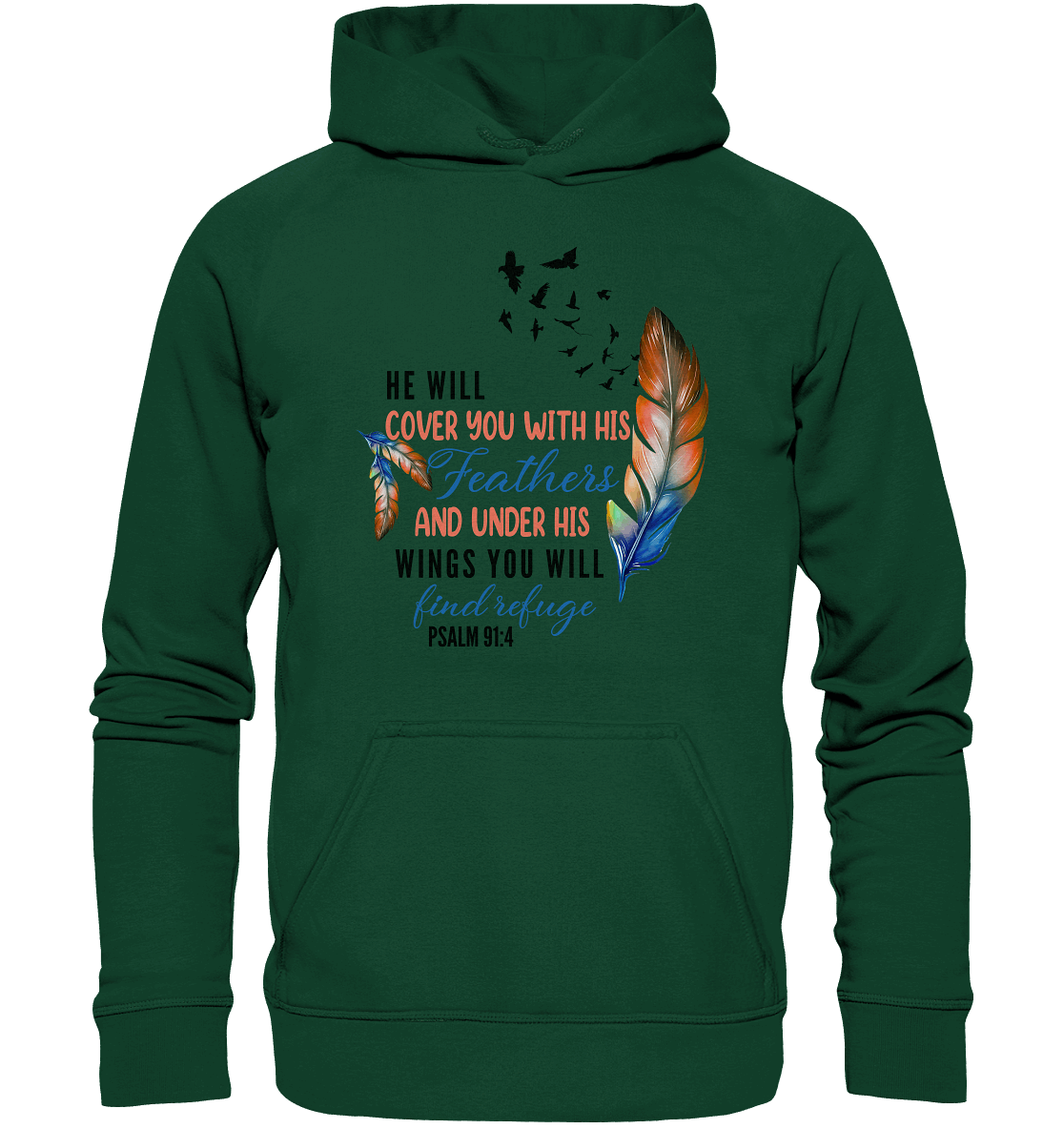 Psalm 91:4 - He will cover you with his Feathers - Kids Premium Hoodie