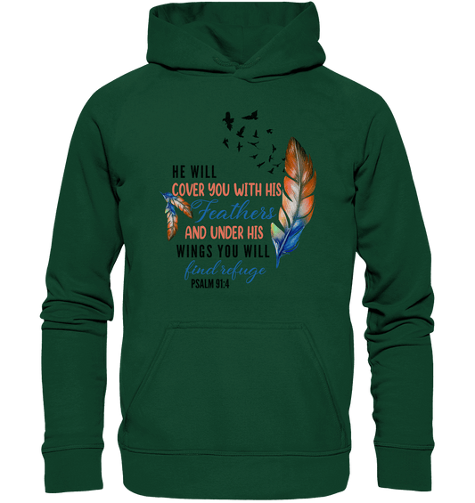 Psalm 91:4 - He will cover you with his Feathers - Kids Premium Hoodie