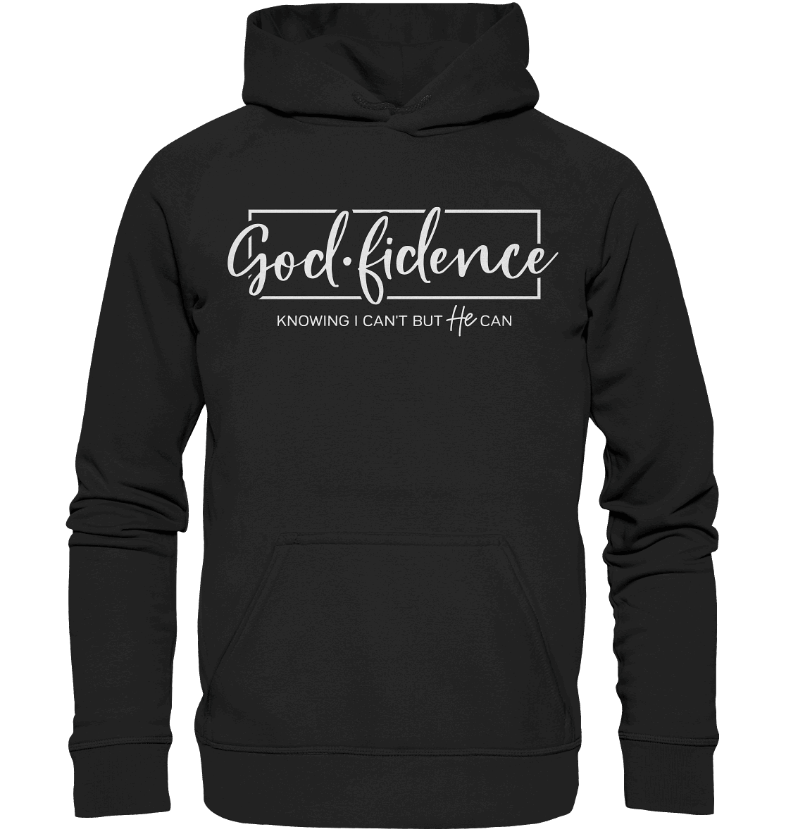 God.fidence – Knowing I can’t but He can | Christliche Kleidung  - Kids Premium Hoodie