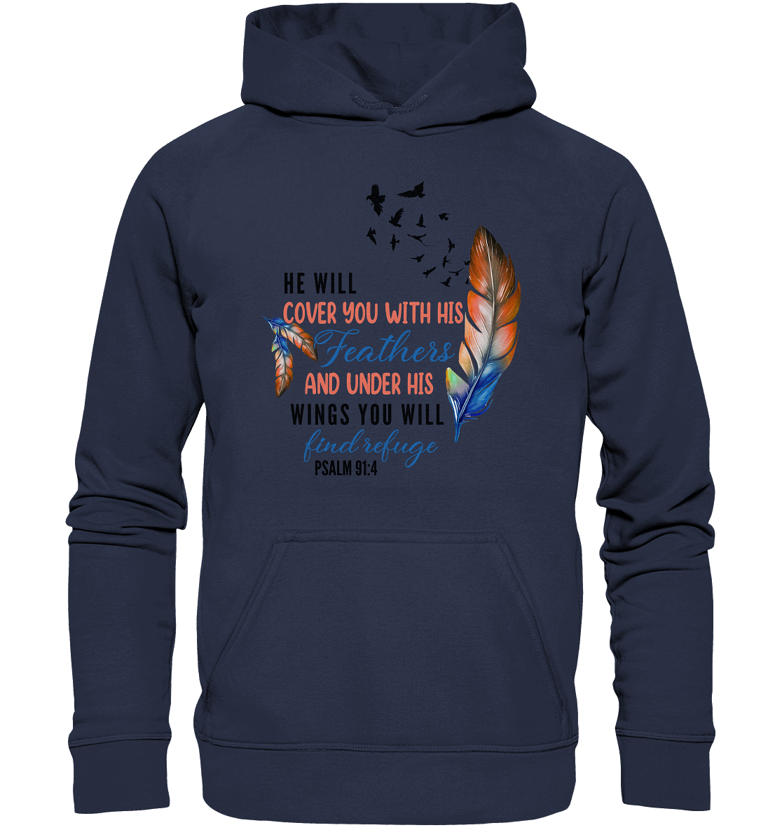 Psalm 91:4 - He will cover you with his Feathers - Kids Premium Hoodie