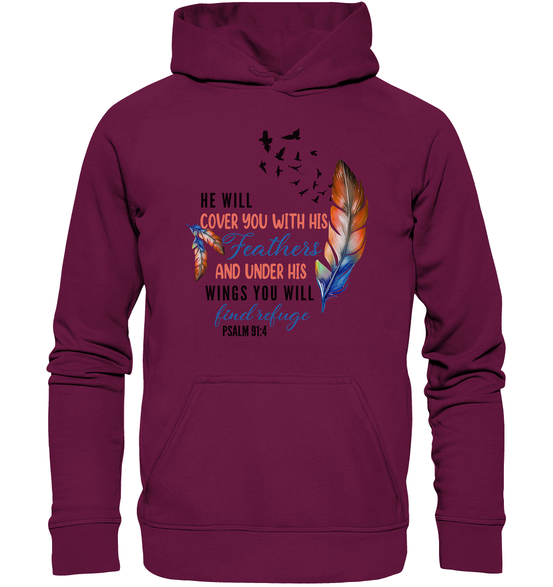 Psalm 91:4 - He will cover you with his Feathers - Kids Premium Hoodie